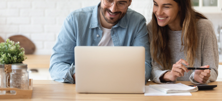 Couple using computer for finances